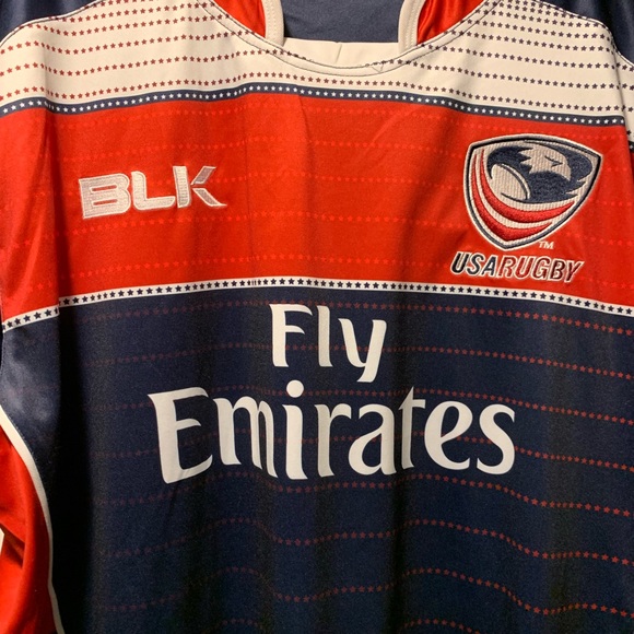 BLK Fly Emirates USA Rugby Sports Performance Short Sleeve Jersey - NWT - Picture 4 of 7